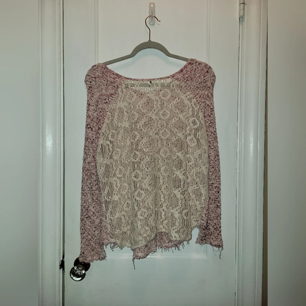 Free People 100% Cotton Crocheted Top Women's Size S Oversized Boho